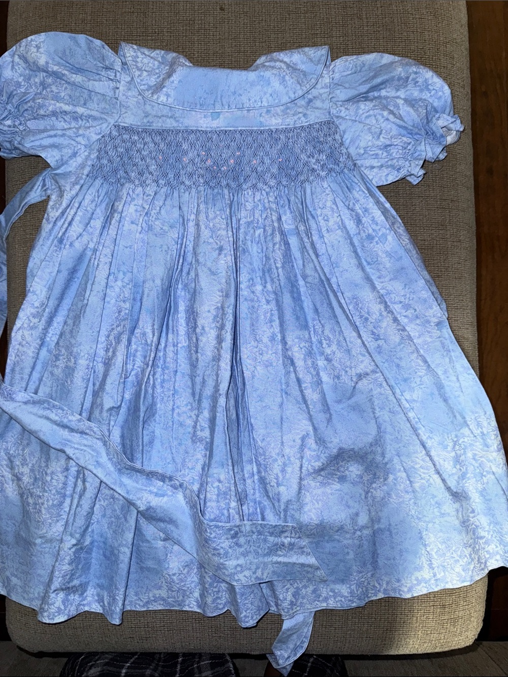 Kelly A Rolfe- Light Blue Smocked Puff Sleeve Dress